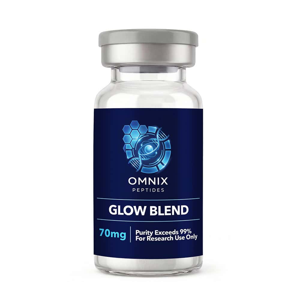 GLOW Blend: GHK-Cu | BPC-157 | TB-500 Vial 70mg by Omnix Peptides — research-grade vial